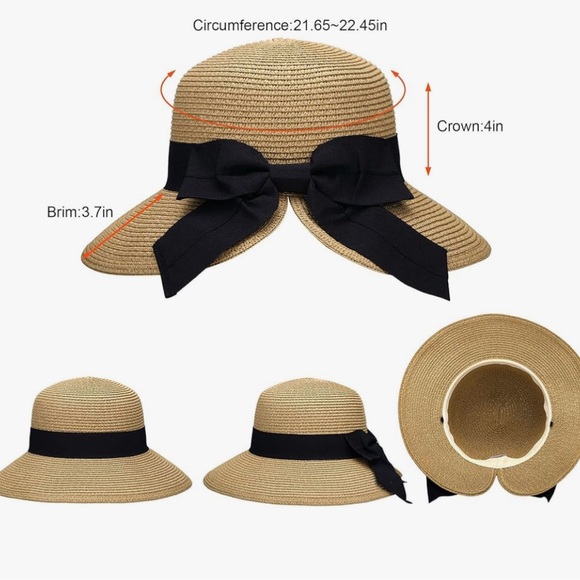 Stylish Premium Straw Hat with Black Ribbon Band by Verabella - Picture 5 of 6